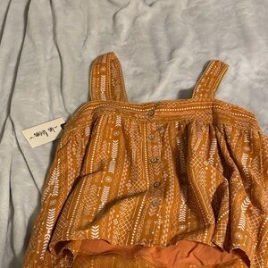 In Bloom Orange and White Patterned Top